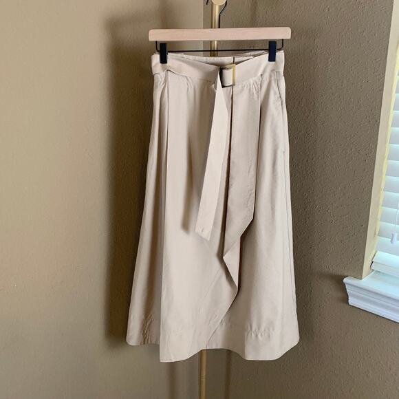 Massimo Dutti Dresses & Skirts - Massimo Dutti Belted Wrap Midi Skirt Beige Size 2 Minimalist A-Line